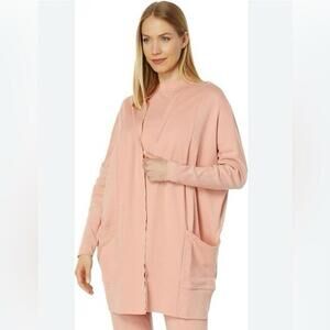 PACT Organic Cotton Open Front Airplane Duster Cardigan Womens M/L Peach Pink